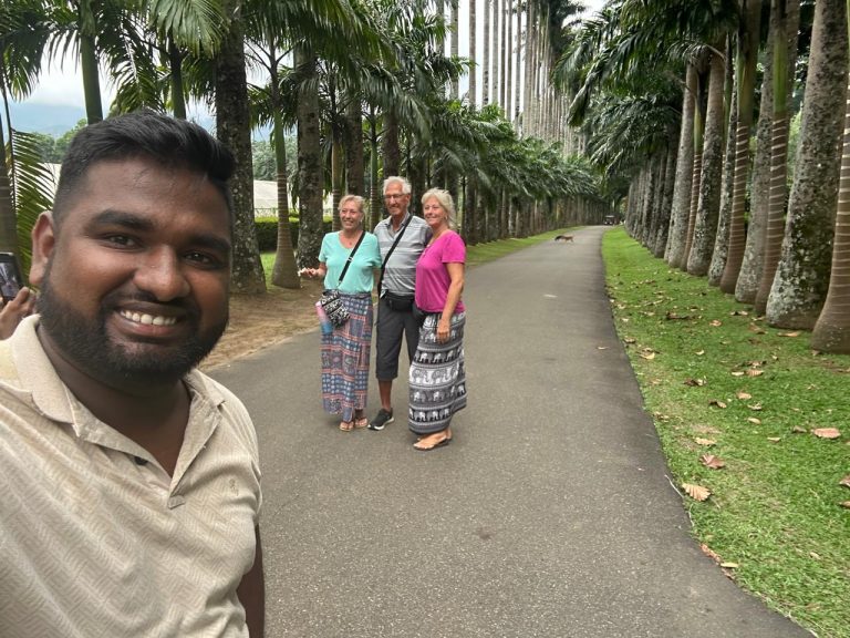Tourists exploring botanical gardens and nature trails