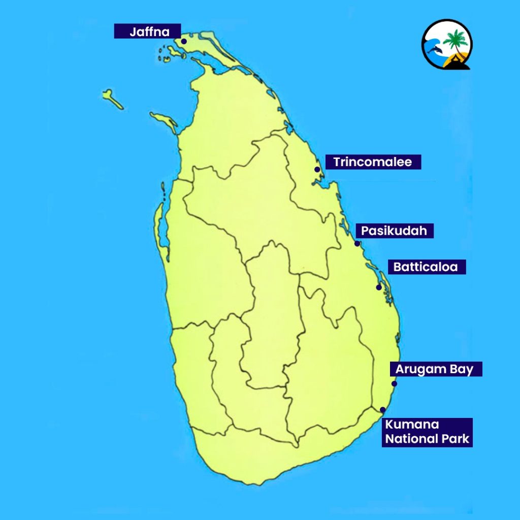 sri lanka east coast map